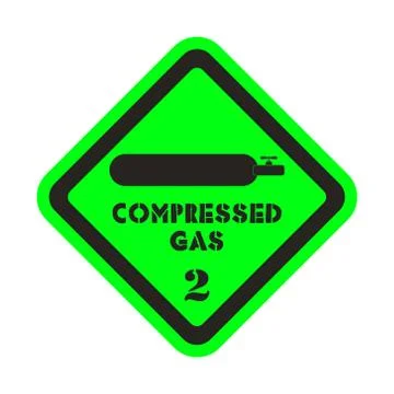 Compressed gas in cylinder attention vector sticker on the green background Stock Illustration