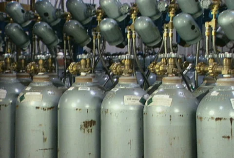 Compressed Gas Cylinders Stock Footage