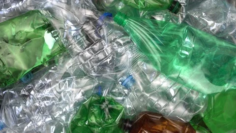 Compressed plastic bottles for recycling. Disposal and processing of solid waste Stock Footage 161208640
