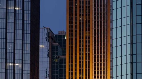 Compressed Skyscrapers at Twilight Video stock 81221300