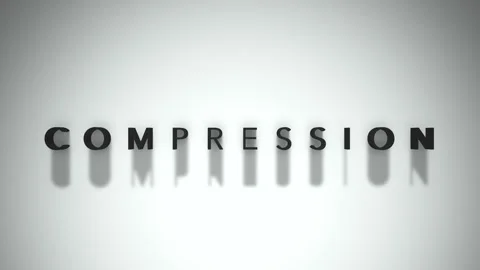 Compression 3D title animation matte black text on a white background Video stock 300716233