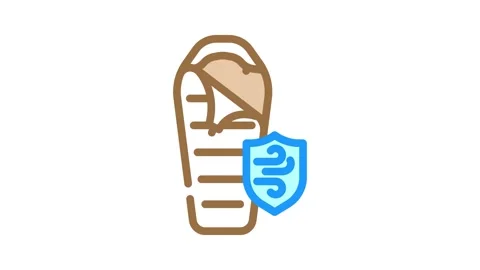 Compression bag sleeping bag color icon animation Stock Footage 327258148