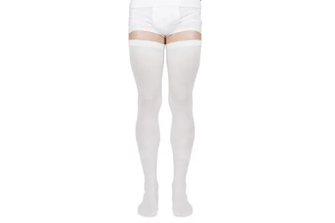 Compression Hosiery for surgery isolated on white. Medical stockings, tights for Stock Photos