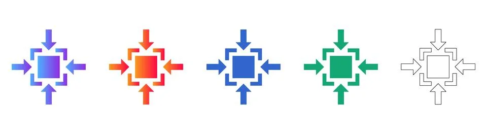 Compression Resize Icon Set Stock Illustration