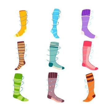 Compression socks set cartoon vector illustration Stock Illustration