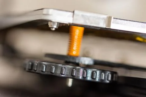 Compression spring detail of 3D printer. Stock Photos