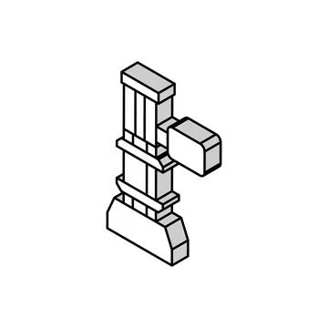 Compression testing materials engineering isometric icon vector illustration Stock Illustration