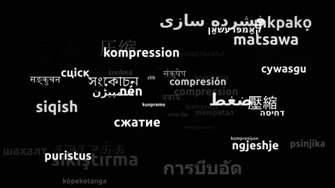 Compression Translated in 54 Worldwide Languages Endless Looping 3d Zooming W Video stock 145232977