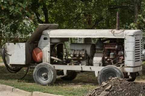 Compressor for air supply to a jackhammer Stock Photos