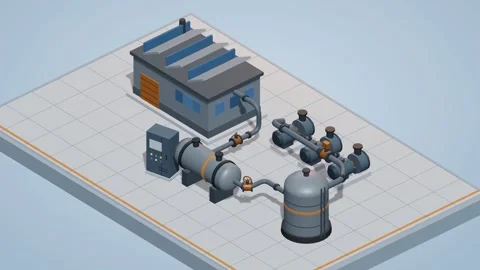 Compressor hall machine room industrial animation Video stock 339332968