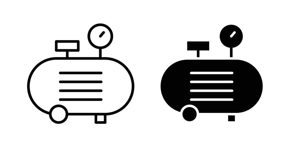 Compressor icon concept logo design collection Stock Illustration