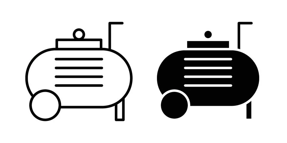 Compressor icon. Outline, flat icons Stock Illustration