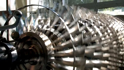 Compressor rotor balancing at stand. Blades rotor compressor close-up. Stock Footage 113693109