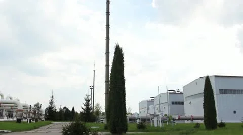 Compressor Station With Engine Panorama Right Left Stock Footage 11299149