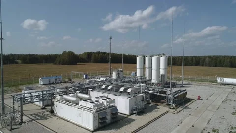 Compressor station for the production of oxygen and nitrogen. Plant for the Stock Footage 169587292