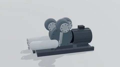 Compressor train carbon capture 3d loop white background 3D animation seamless Stock Footage 341848881