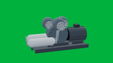 Compressor train carbon capture 3d loop green screen Stock Footage 343073781