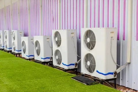 Compressor unit of air conditioner Stock Photos