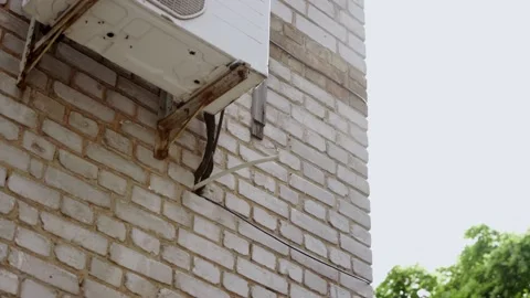 Compressor unit is installed outside the building. Air conditioning. 動画素材 170462820