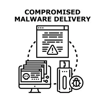 Compromised malware delivery through digital devices Stock Illustration