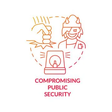 Compromising public security red gradient concept icon Stock Illustration