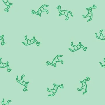 Compsognathus dinosaur animal line vector seamless pattern Stock Illustration