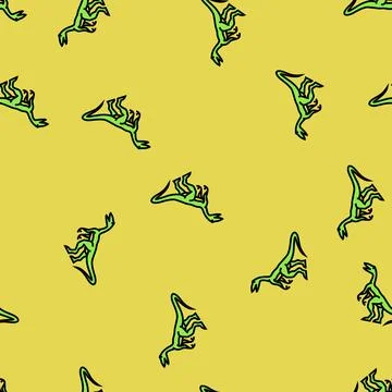 Compsognathus dinosaur animal vector seamless pattern Stock Illustration