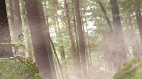 Compsognathus - Small theropod dinosaur from the late Jurassic period roaring in Stock Footage 84015935