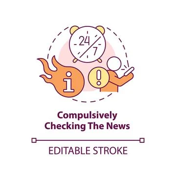 Compulsively checking news concept icon Stock Illustration