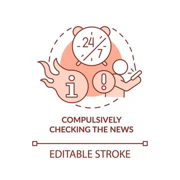 Compulsively checking news red concept icon Stock Illustration