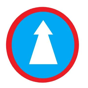 Compulsory ahead only traffic sign symbol road sign rules caution signage Stock Illustration