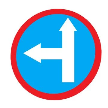Compulsory ahead or turn left signage traffic signal road rules Stock Illustration