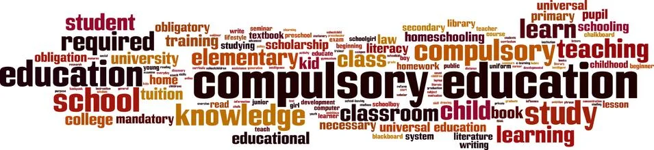 Compulsory education word cloud Stock Illustration