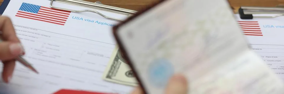 Compulsory fee at embassy Stock Photos