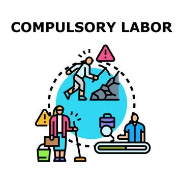 Compulsory labor concept with people working under duress Stock Illustration