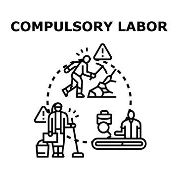 Compulsory labor concept with people working under duress Stock Illustration