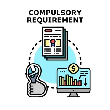 Compulsory requirement concept with maintenance and data Stock Illustration