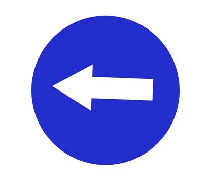 Compulsory turn left traffic sign with white background. Stock Illustration