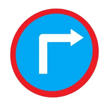 Compulsory turn right ahead road traffic signage symbol rules Stock Illustration