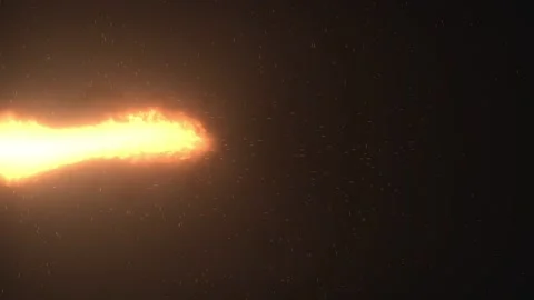 Compustion flame with flying sparks. Horizontal burst of fire Stock Footage 200172470