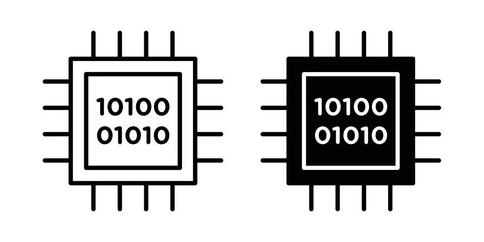 Computation icon vectors. Illustrations in black Stock Illustration