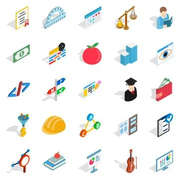 Computation icons set, isometric style Stock Illustration