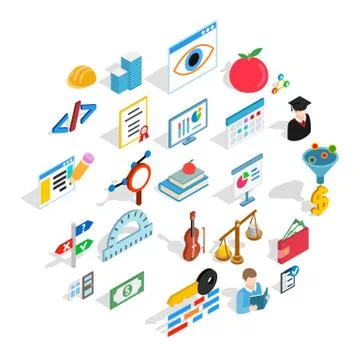Computation icons set, isometric style Stock Illustration
