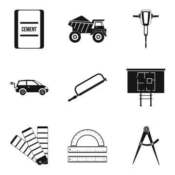 Computation icons set, simple style Ilustración de archivo