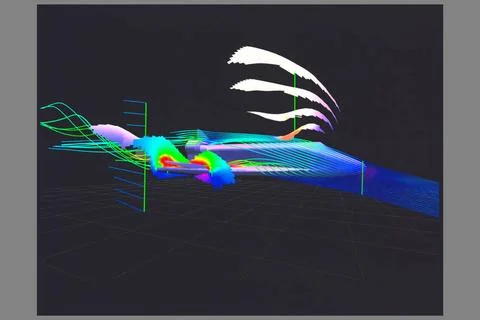Computational Fluid Dynamics (CFD) image of Space Shuttle Pressure Flow us... Stock Photos