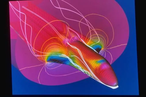 Computational Fluid Dynamics look at Space Shuttle flow Copyright: xpiemag... Stock Photos