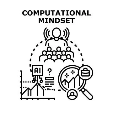 Computational mindset concept with data analysis and artificial intelligence Stock Illustration