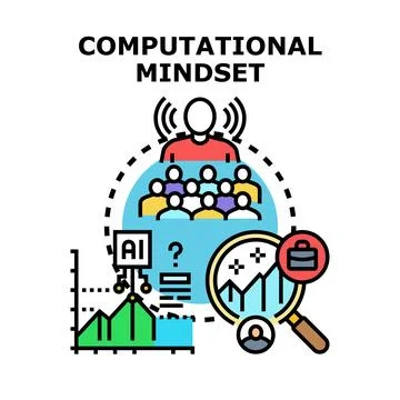 Computational mindset concept with data analysis and artificial intelligence Stock Illustration