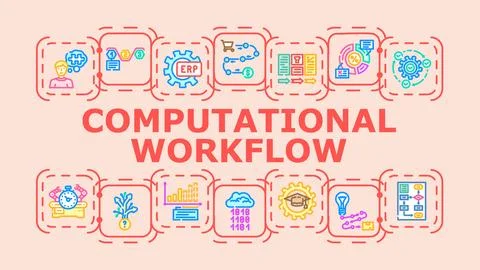Computational workflow banner icon vector illustration Illustrazione stock