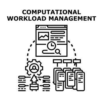 Computational workload management orchestrating data processing Stock Illustration